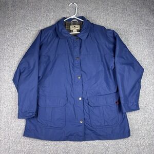 Vintage Woolrich Barn Chore Coat Parka Blue Flannel Lined Women's Size XL